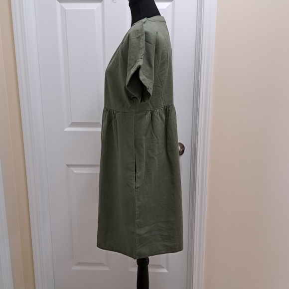 NWT Briggs New York Green Linen Dress Small V-neck Short Sleeved - Picture 11 of 16